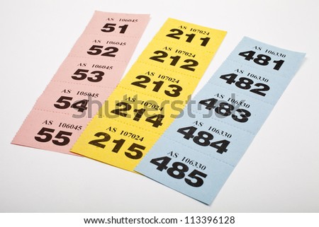 Three strips of Raffle tickets.