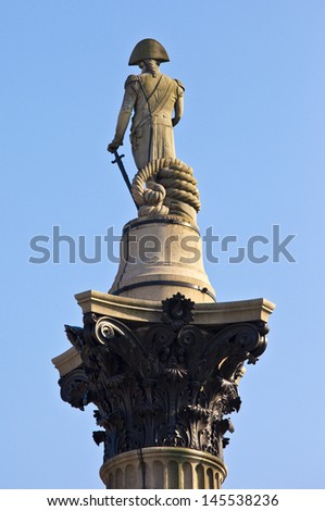 The statue of Admiral Nelson that sits ontop of Nelson\'s Column in London.