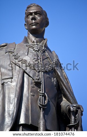 Statue of King George IV situated in Carlton Gardens, near The Mall in London.