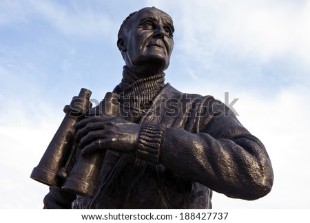 The statue of former British Royal Navy Officer Captain Frederic John Walker located on the Pier Head in Liverpool.