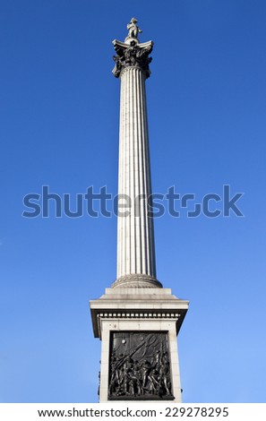 Looking up at the magnificent Nelson\'s Column in London.