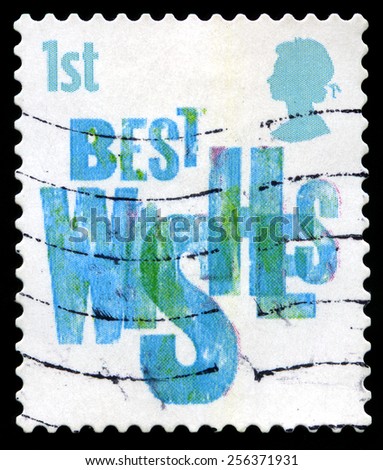UNITED KINGDOM - CIRCA 2006: A British used BEST WISHES postage stamp, circa 2006.
