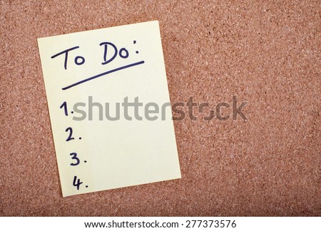 To Do List stuck to a noticeboard.