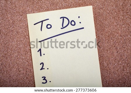 To Do List stuck to a Noticeboard.