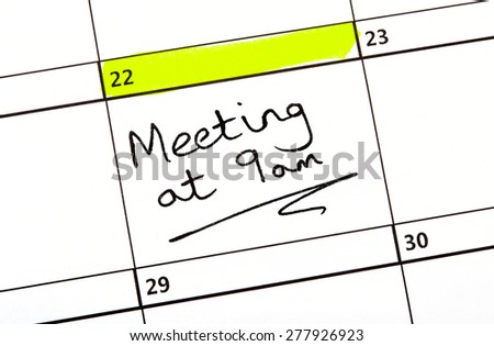A Meeting Date highlighted on a Calendar.