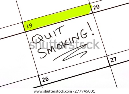 A date highlighted on a Calendar to quit smoking.