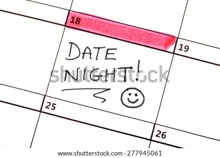 A date night highlighted on a Calendar.