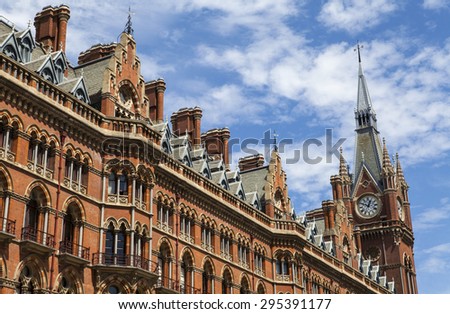 LONDON, UK - JULY 10TH 2015: The former Midland Grand Hotel in Kings Cross, London on 10th July 2015.  The building now houses the luxury St. Pancras Renaissance London Hotel.