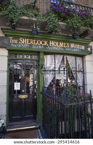 LONDON, UK - JULY 10TH 2015: The facade of the Sherlock Holmes Museum in Baker Street, London on 10th July 2015.