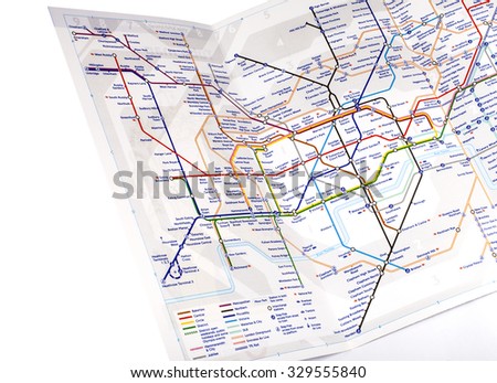 LONDON, UK - OCTOBER 19TH 2015: An abstract shot of an open London Undergroud Tube Map, on 19th October 2015.