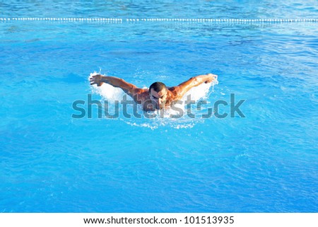 Hard swim training in a swimming pool