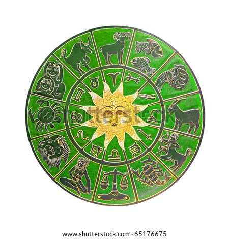 Green zodiac wheel with clipping path included