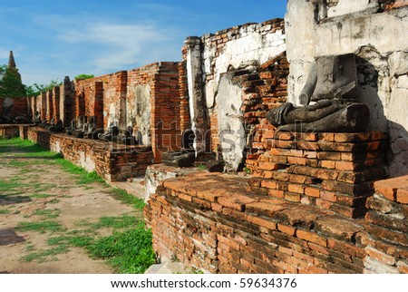 Ancient temple in Ayuttaya Thailand After ancient war