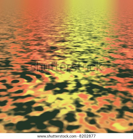 setting sun and reflection in water patterns