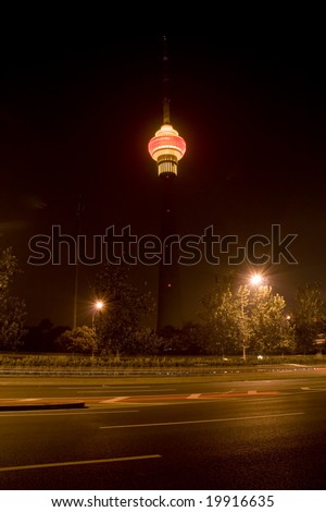 tv tower in Beijing China at night