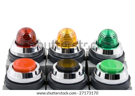 Power button and status indicator light on white background