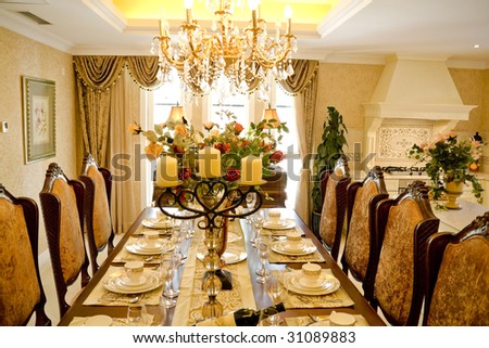luxury interior dining room waiting for dinner