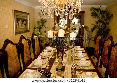 Dining table in a dining room