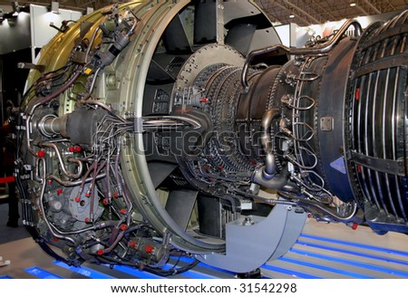 a aircraft jet engine detail in the exposition