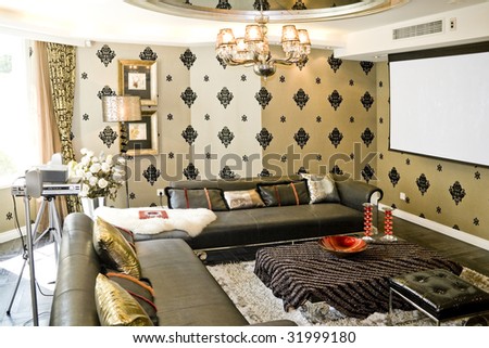 Luxury modern living room with Multimedia Projector