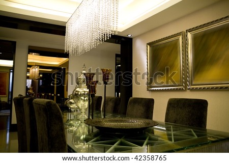 Luxury interior dining room waiting for dinner