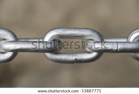 Steel chain links on the shallow depth of field