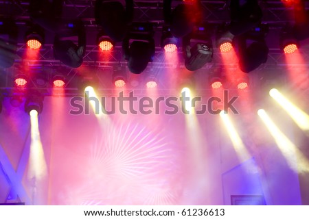 Beautiful Colourful disco lighting in the stage