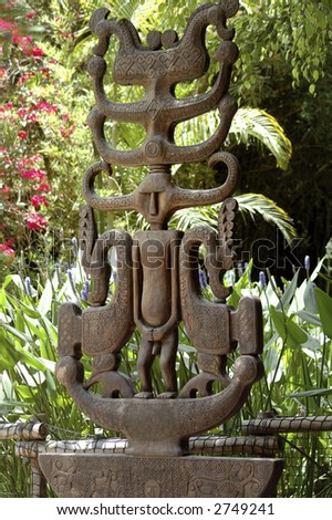 Example of african tribal art, entrance to tourist village,Tenerife