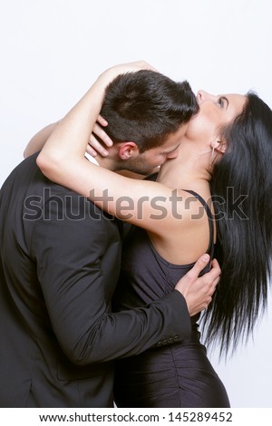 Passionate kiss between a couple