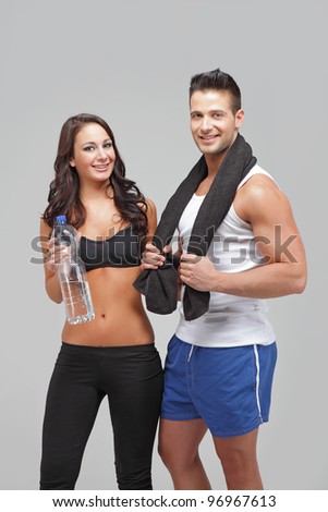 Young couple exercise together