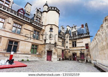 PARIS, FRANCE - MARCH 6: Court of Honor in Musee de Cluny. The building was founded by the rich and powerful 15th-century abbot of Cluny Abbey, Jacques d\'Amboise in Paris on March 6, 2013