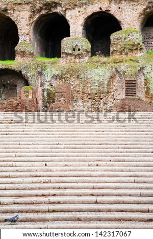 steps to ancient Palatine palace, Rome, Italy