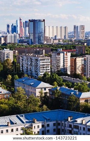 above view of different buildings in Moscow city