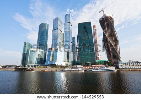 MOSCOW, RUSSIA - JUNE 30: Moscow city panorama in Russia on June 30, 2013. The Moscow City become first zone in Russia to combine business activity, living space and entertainment in one development