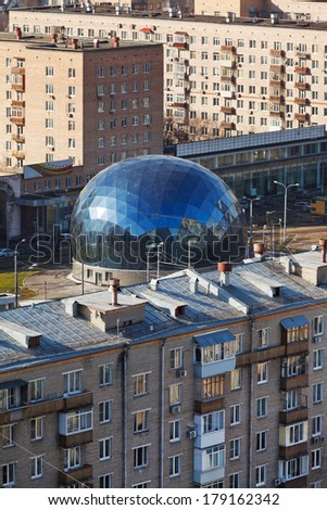 MOSCOW, RUSSIA - FEBRUARY 25, 2014: glass Central control point in Sokol district of three new road tunnels: Volokolamsky and Leningradsky and Alabyano-Baltic tunnels, will be ended in 2014