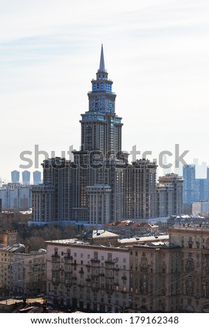 MOSCOW, RUSSIA - FEBRUARY 25, 2014: Triumph-Palace is the tallest apartment building in Moscow. The 57-storey building, containing about 1000 luxury apartments.