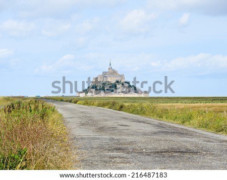 road to mont saint-michel abbey, Normandy, France