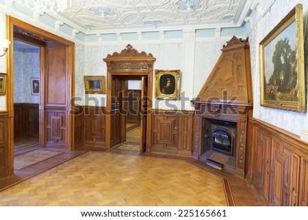 YALTA, RUSSIA - OCTOBER 3, 2014: interior of cabinet in Masandra Palace of Emperor Alexander III in Crimea. The Palace was buit in 1881-1902 years.