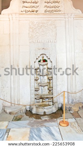 BAKHCHYSARAI, RUSSIA - OCTOBER 1, 2014: Bakhchisaray Fountain (Fountain of Tears) in Khan\'s Palace (Hansaray). The palace was built in 16th cent. and became home for Crimean Tatar Khans