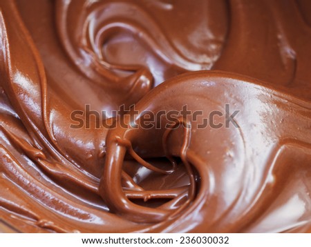 background from melted chocolate paste close up