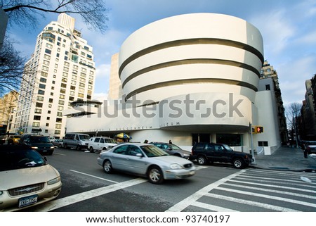 NEW YORK - FEBRUARY 4: The Solomon R. Guggenheim Museum of modern and contemporary art. Designed by Frank Lloyd Wright museum opened on October 21,1959. On February 4, 2010 in  New York City, USA