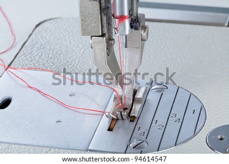 leather sewing machine closeup