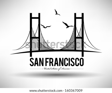 Modern San Francisco Bridge Design Stock Vector Illustration 160367009