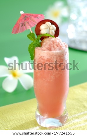 smoothie, mixed fruits blended  with ice or ice-cream or milk.