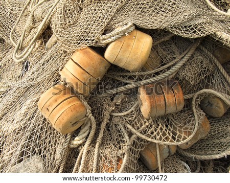 old fishing nets closeup
