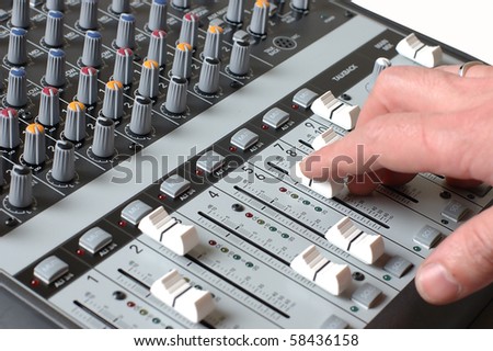 Mixer in sound studio of the sound producer