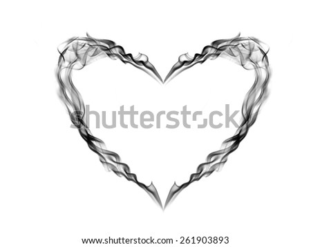 Abstract smoke heart isolated on black background