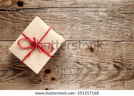Vintage gift box on wooden background Vintage gift box on wooden background