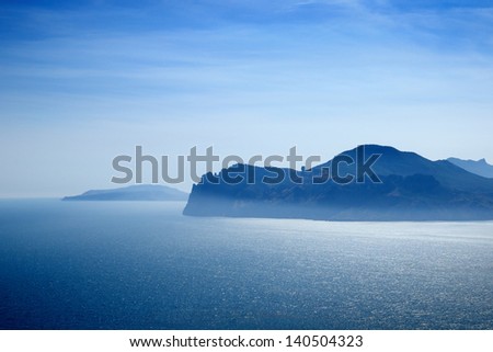 Landscape with blue sea and mountains