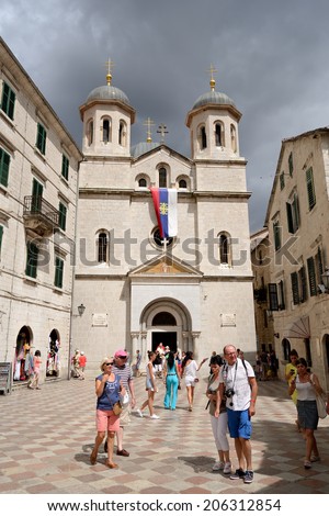 KOTOR, MONTENEGRO - JULY 9: Serbian orthodox church of St Nicolas on July 9, 2014 in Kotor, Montenegro. The church was built in the early 20th century.